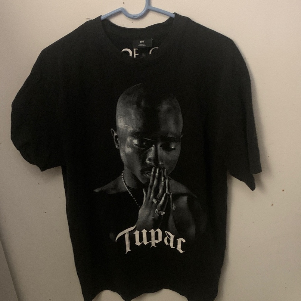 Tupac Shakur H&M Black and White Loose Fit Cotton T-Shirt SZ S-M
